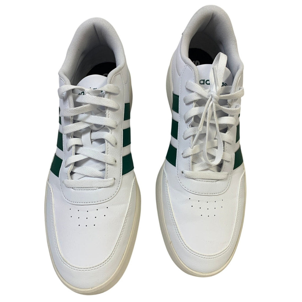 Adidas Mens Size 13 White Faux Leather Green Stripe Breaknet 3.0 Athletic Shoes