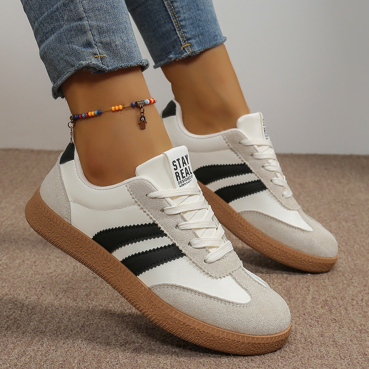 Women's Casual White Sneakers - Breathable Lightweight Athletic Shoes