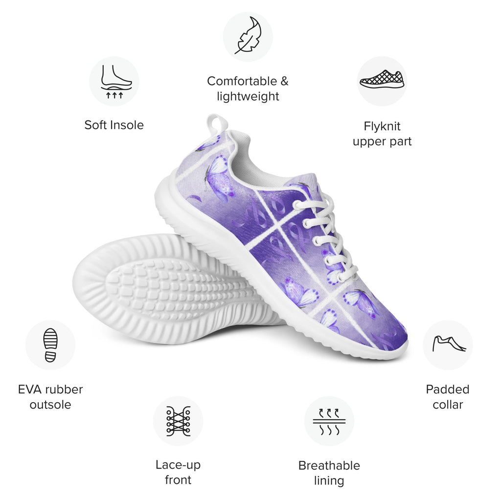 Purple Ribbon Awareness Athletic Shoes