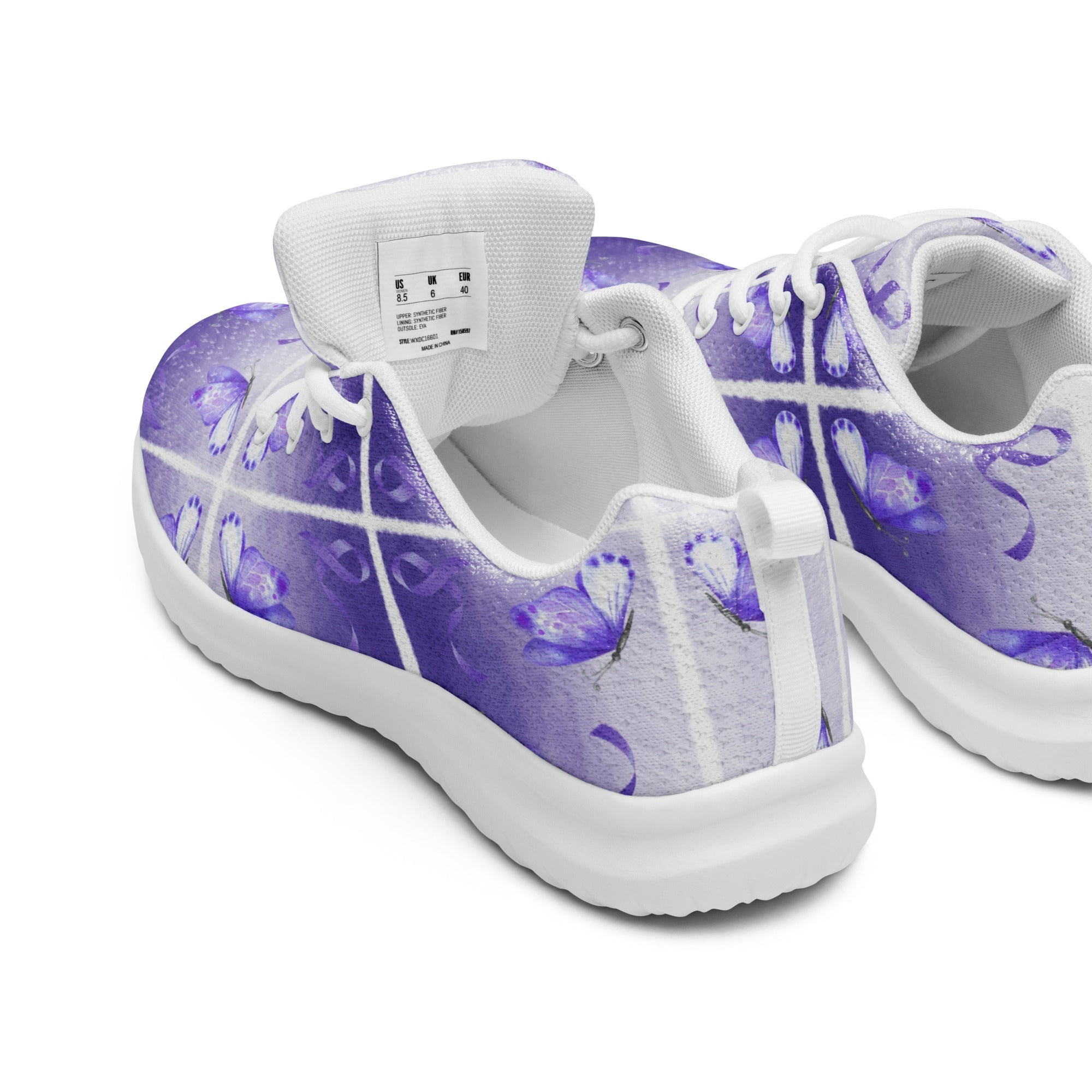 Purple Ribbon Awareness Athletic Shoes