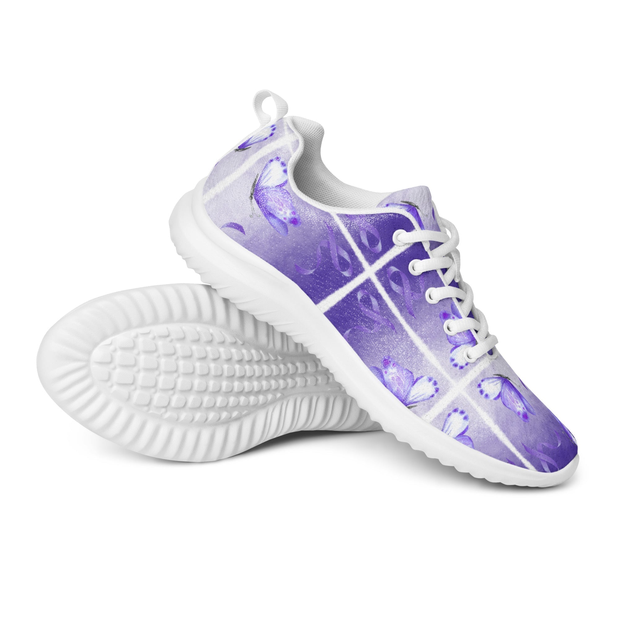 Purple Ribbon Awareness Athletic Shoes